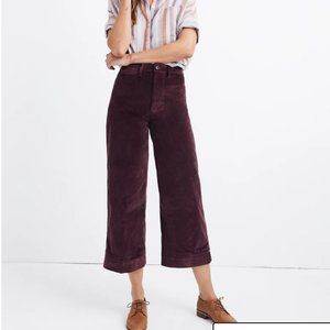 Madewell Emmett Wide-Leg Crop Pants in Velveteen